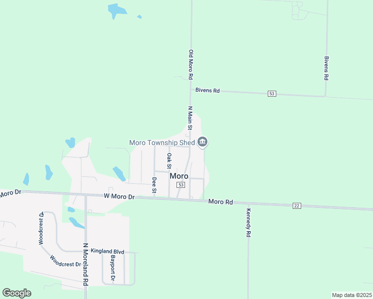 map of restaurants, bars, coffee shops, grocery stores, and more near 147 North Main Street in Moro