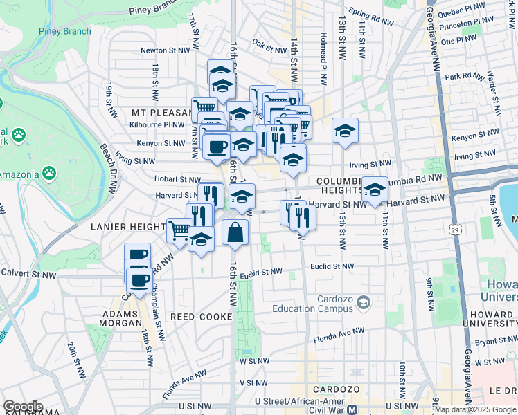 map of restaurants, bars, coffee shops, grocery stores, and more near 101 Independence Avenue Southeast in Washington