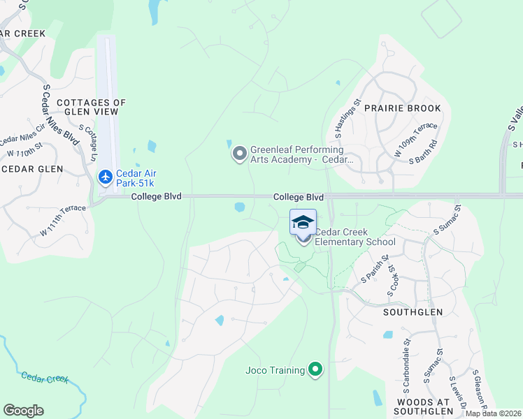 map of restaurants, bars, coffee shops, grocery stores, and more near 25740 College Boulevard in Olathe