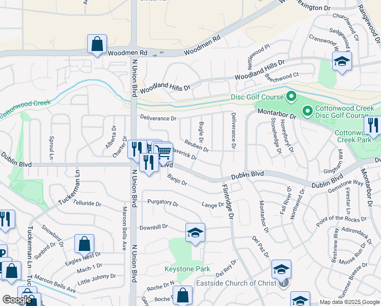 map of restaurants, bars, coffee shops, grocery stores, and more near 3084 Maverick Drive in Colorado Springs