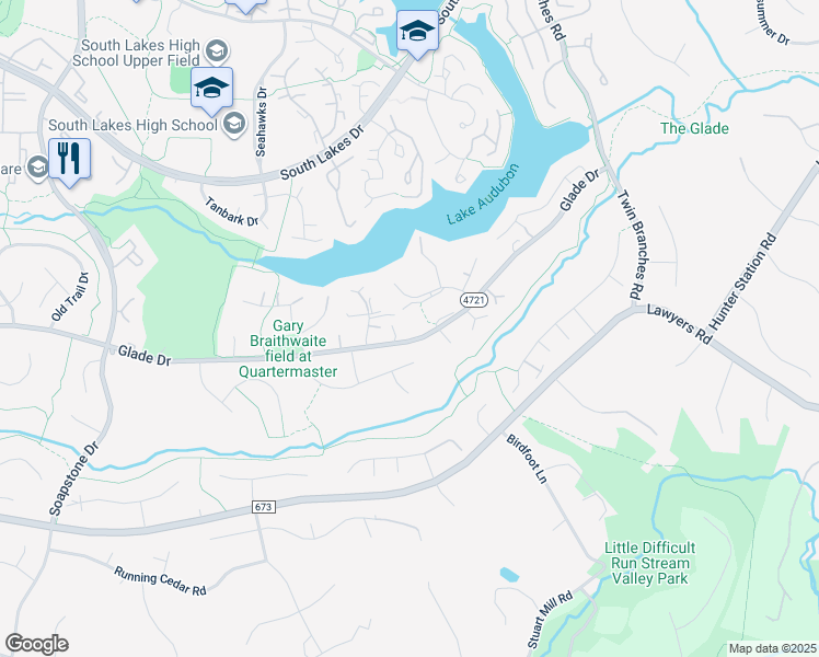 map of restaurants, bars, coffee shops, grocery stores, and more near 11162 Glade Drive in Reston