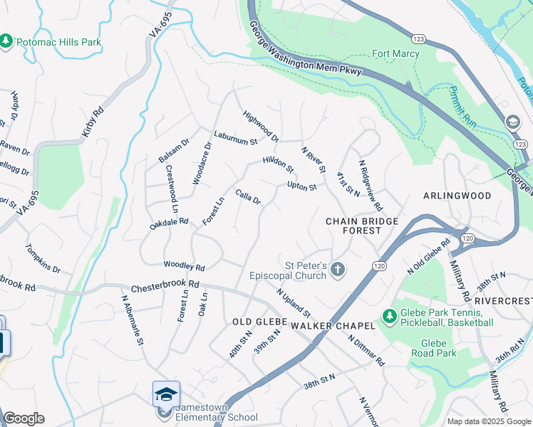 map of restaurants, bars, coffee shops, grocery stores, and more near 1601 Brookside Road in McLean