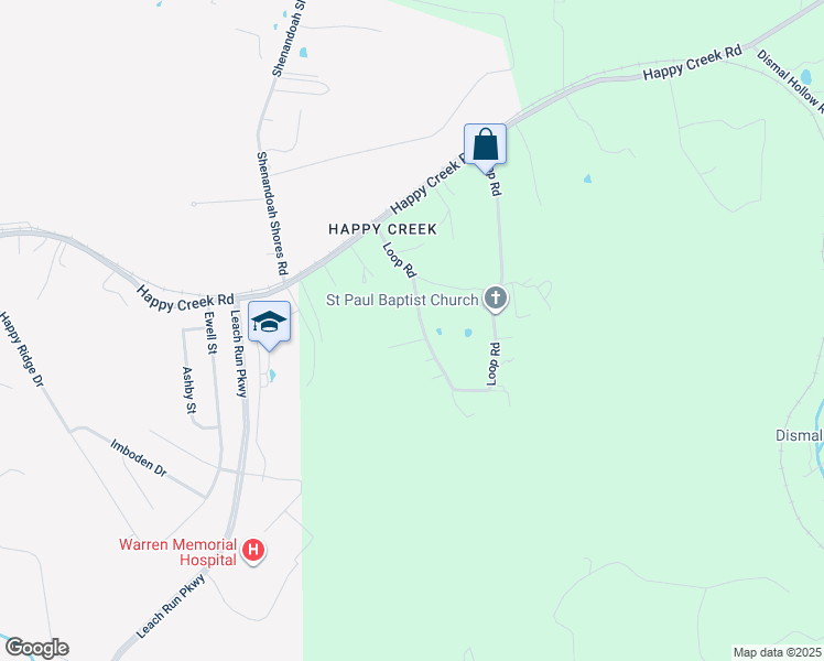 map of restaurants, bars, coffee shops, grocery stores, and more near 508 Loop Road in Front Royal