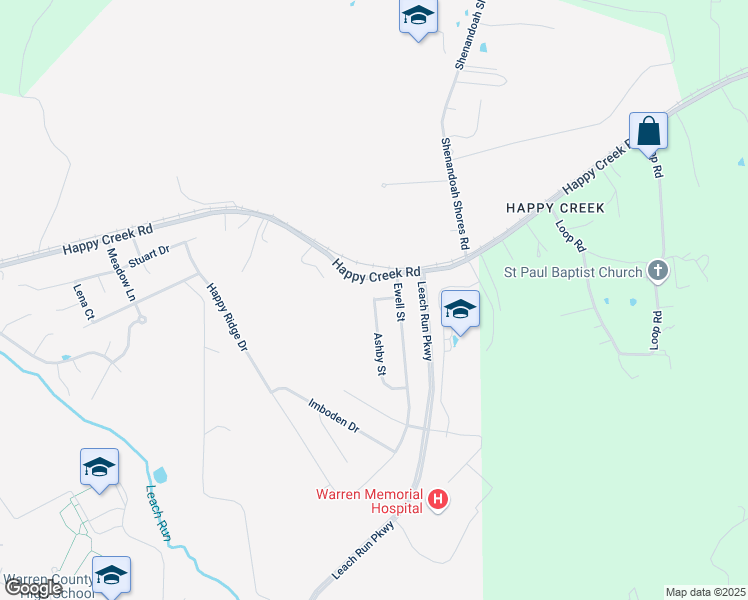 map of restaurants, bars, coffee shops, grocery stores, and more near 1122 Ashby Street in Front Royal