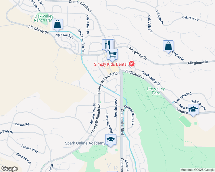 map of restaurants, bars, coffee shops, grocery stores, and more near 2152 Denton Grove in Colorado Springs