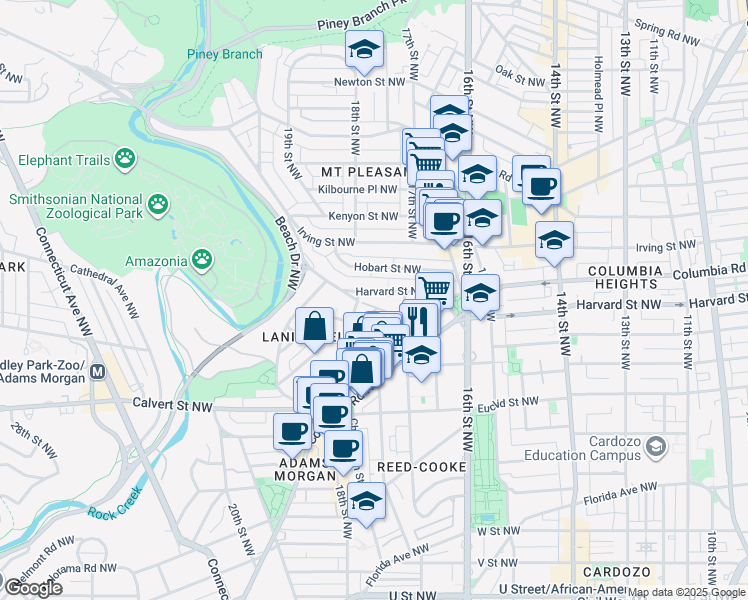 map of restaurants, bars, coffee shops, grocery stores, and more near 101 Independence Avenue Southeast in Washington