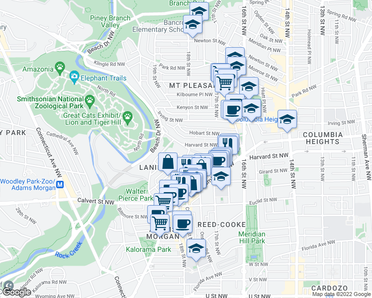 map of restaurants, bars, coffee shops, grocery stores, and more near 101 Independence Avenue Southeast in Washington