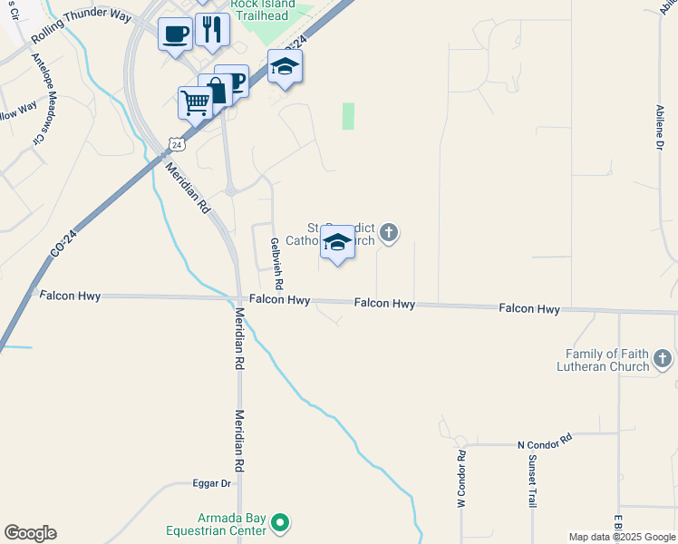 map of restaurants, bars, coffee shops, grocery stores, and more near 12050 Falcon Highway in Peyton