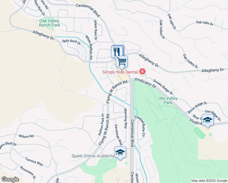 map of restaurants, bars, coffee shops, grocery stores, and more near 2197 Denton Grove in Colorado Springs