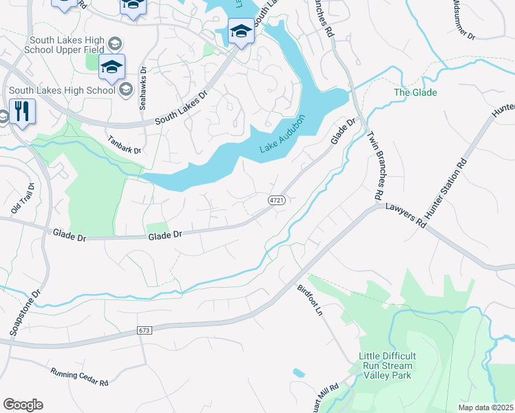 map of restaurants, bars, coffee shops, grocery stores, and more near 11112 Glade Drive in Reston