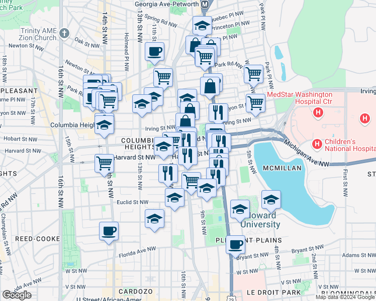 map of restaurants, bars, coffee shops, grocery stores, and more near 101 Independence Avenue Southeast in Washington