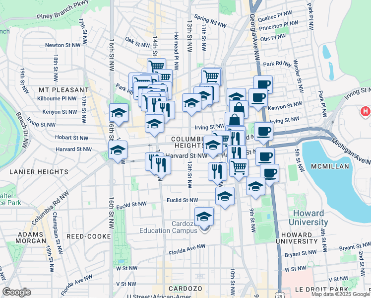 map of restaurants, bars, coffee shops, grocery stores, and more near 101 Independence Avenue Southeast in Washington