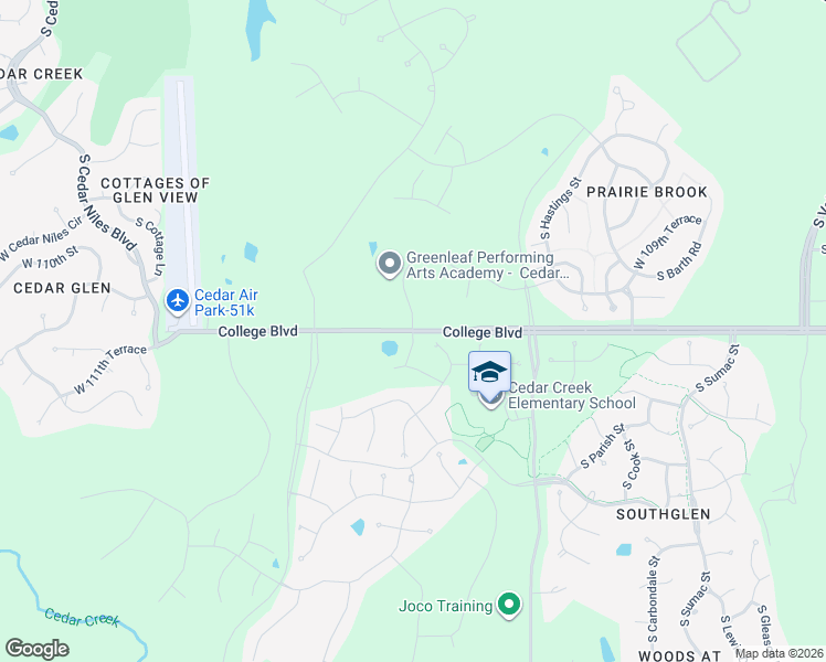 map of restaurants, bars, coffee shops, grocery stores, and more near 25009 College Boulevard in Olathe
