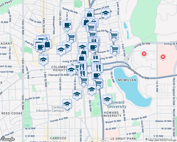 map of restaurants, bars, coffee shops, grocery stores, and more near 101 Independence Avenue Southeast in Washington