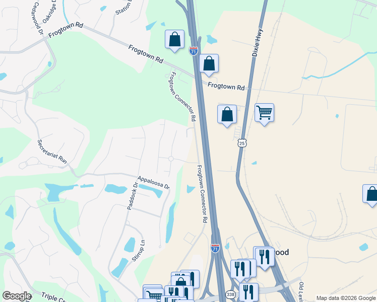 map of restaurants, bars, coffee shops, grocery stores, and more near 12875 Frogtown Connector Road in Walton