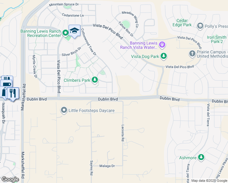 map of restaurants, bars, coffee shops, grocery stores, and more near 6577 Cottonwood Tree Drive in Colorado Springs