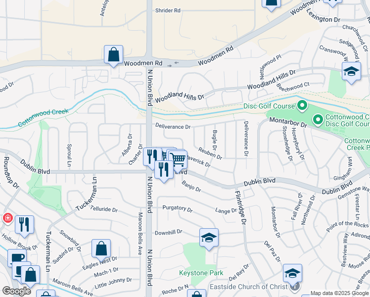 map of restaurants, bars, coffee shops, grocery stores, and more near 2910 Maverick Drive in Colorado Springs