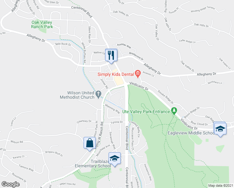 map of restaurants, bars, coffee shops, grocery stores, and more near 2170 Alicia Point in Colorado Springs