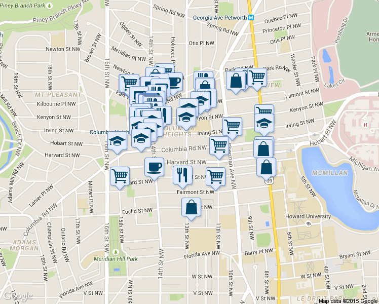 map of restaurants, bars, coffee shops, grocery stores, and more near 101 Independence Avenue Southeast in Washington