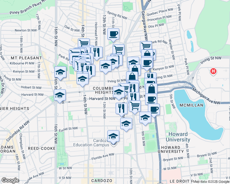 map of restaurants, bars, coffee shops, grocery stores, and more near 101 Independence Avenue Southeast in Washington