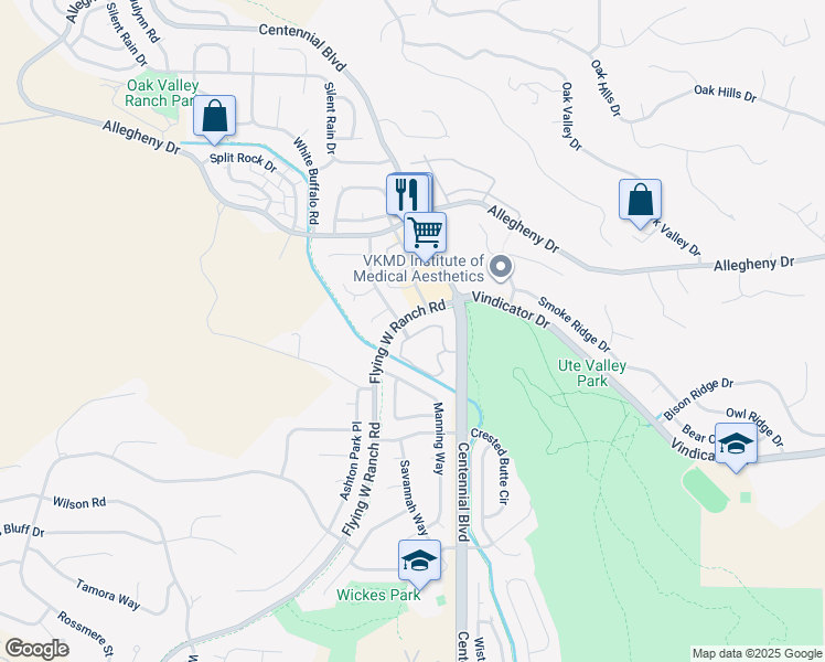 map of restaurants, bars, coffee shops, grocery stores, and more near 2170 Alicia Point in Colorado Springs
