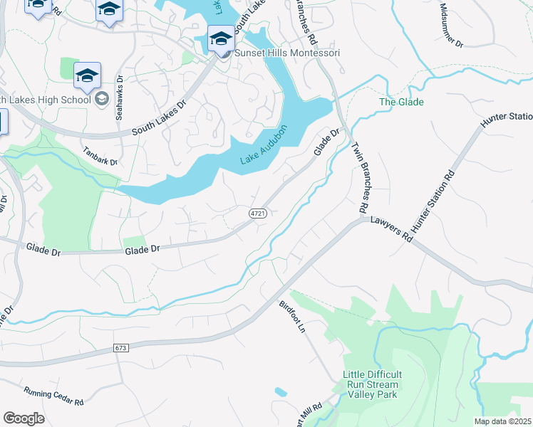 map of restaurants, bars, coffee shops, grocery stores, and more near 11129 Glade Drive in Reston