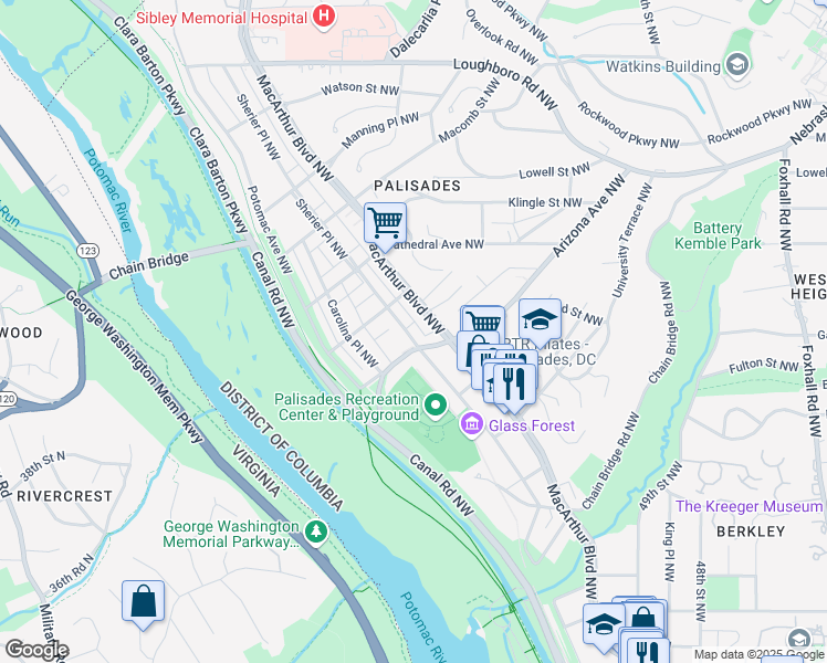 map of restaurants, bars, coffee shops, grocery stores, and more near 5315 Sherier Place Northwest in Washington