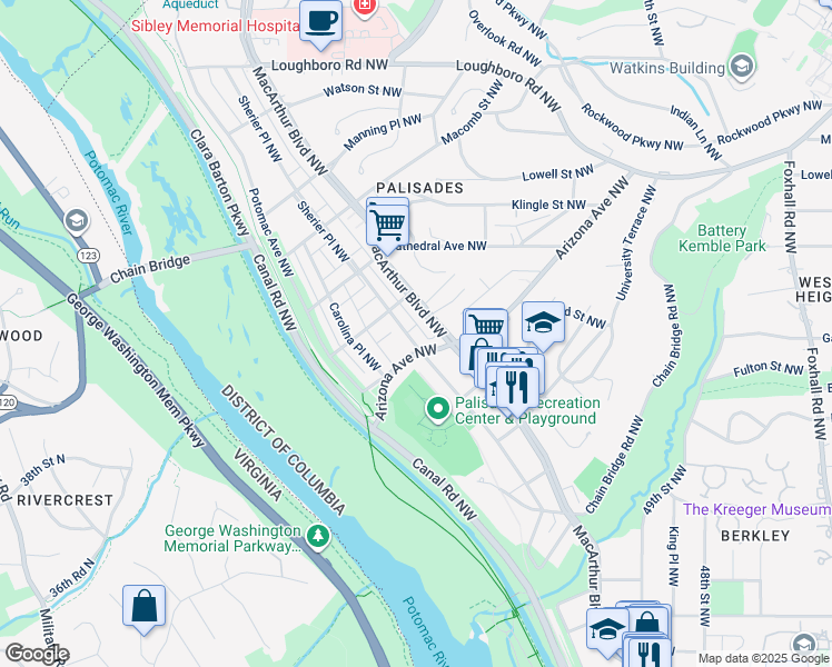 map of restaurants, bars, coffee shops, grocery stores, and more near 5315 Sherier Place Northwest in Washington