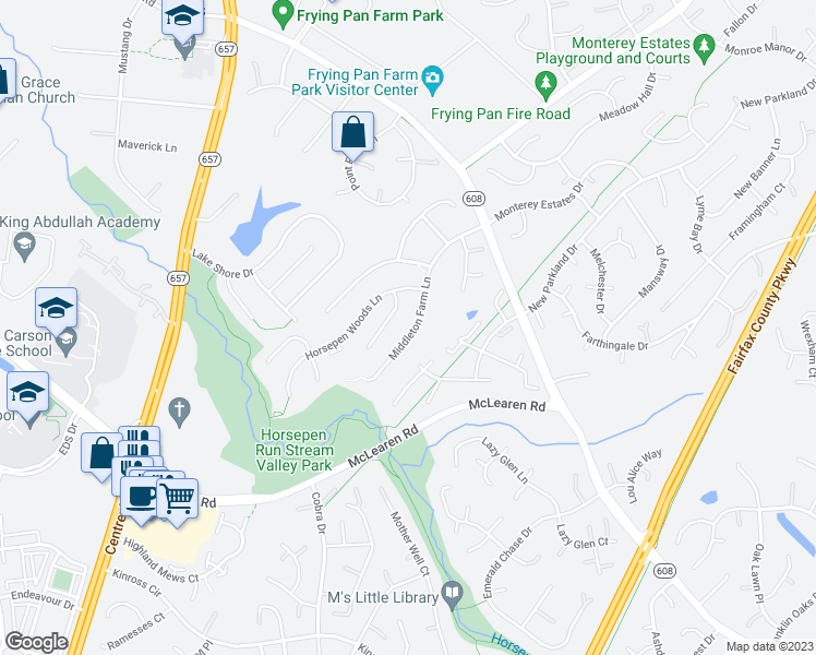map of restaurants, bars, coffee shops, grocery stores, and more near 13250 Middleton Farm Lane in Herndon