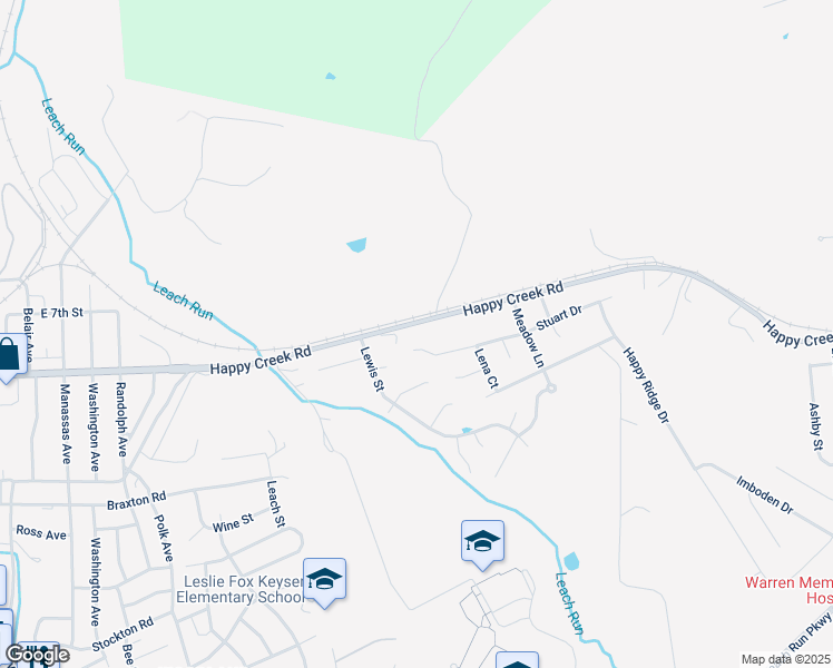 map of restaurants, bars, coffee shops, grocery stores, and more near 949 Happy Creek Road in Front Royal