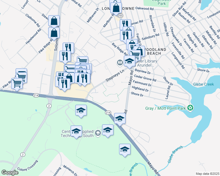 map of restaurants, bars, coffee shops, grocery stores, and more near 122 Riverton Place in Edgewater