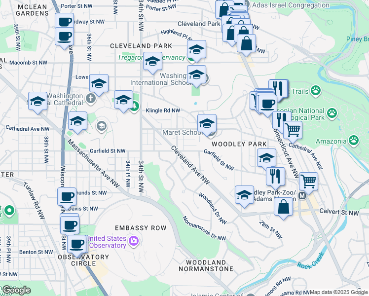 map of restaurants, bars, coffee shops, grocery stores, and more near 3111 Garfield Street Northwest in Washington