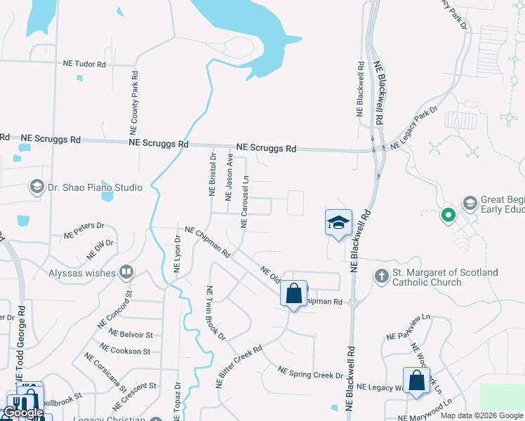 map of restaurants, bars, coffee shops, grocery stores, and more near 2405 Northeast Dale Hunter Drive in Lee's Summit