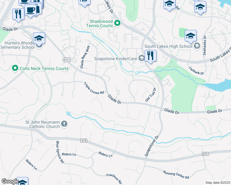 map of restaurants, bars, coffee shops, grocery stores, and more near 2378 Generation Drive in Reston