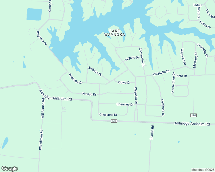 map of restaurants, bars, coffee shops, grocery stores, and more near 59 Waynoka Drive in Brown County