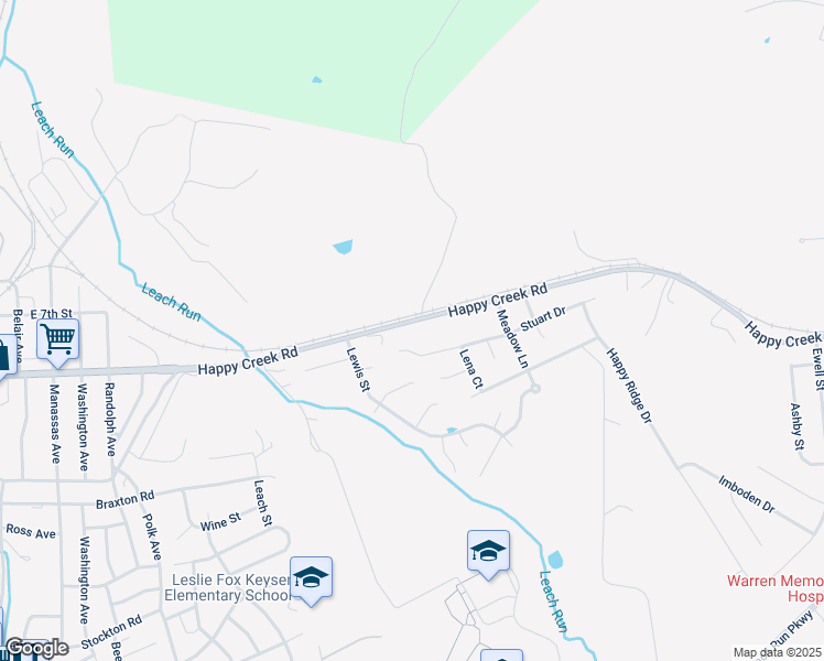 map of restaurants, bars, coffee shops, grocery stores, and more near 949 Happy Creek Road in Front Royal