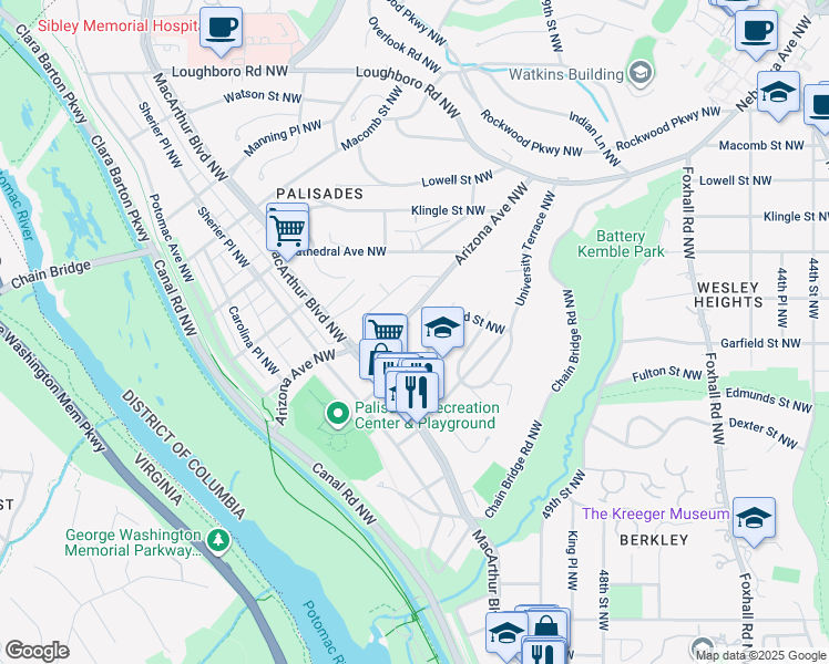 map of restaurants, bars, coffee shops, grocery stores, and more near 2818 North Glade Street Northwest in Washington
