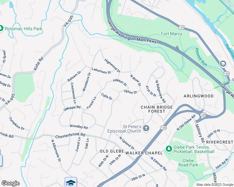map of restaurants, bars, coffee shops, grocery stores, and more near 1520 Brookside Road in McLean