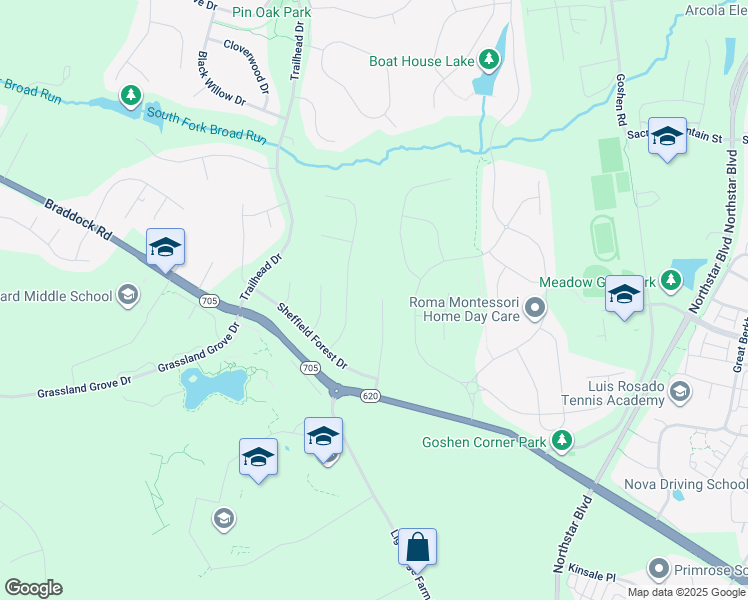 map of restaurants, bars, coffee shops, grocery stores, and more near 24943 Greengage Place in Aldie