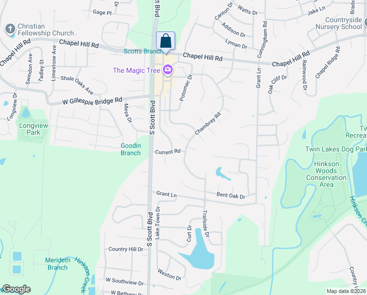 map of restaurants, bars, coffee shops, grocery stores, and more near 2513 Chambray Road in Columbia