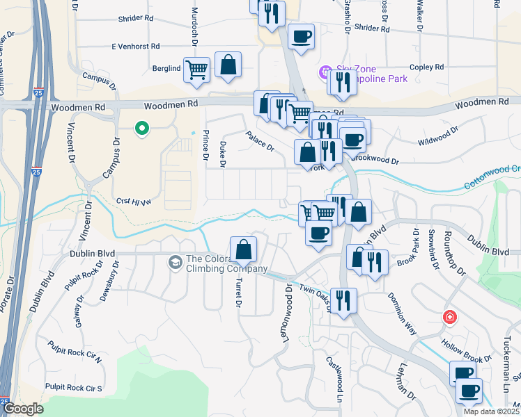 map of restaurants, bars, coffee shops, grocery stores, and more near 1405 Imperial Road in Colorado Springs