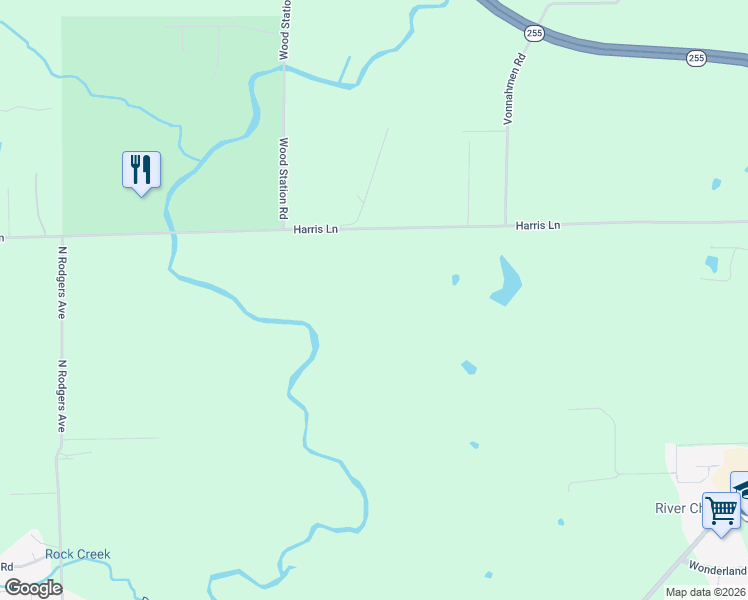 map of restaurants, bars, coffee shops, grocery stores, and more near 3098 Harris Lane in Alton