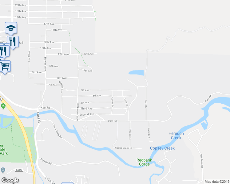 map of restaurants, bars, coffee shops, grocery stores, and more near 16631 6th Avenue in Clearlake