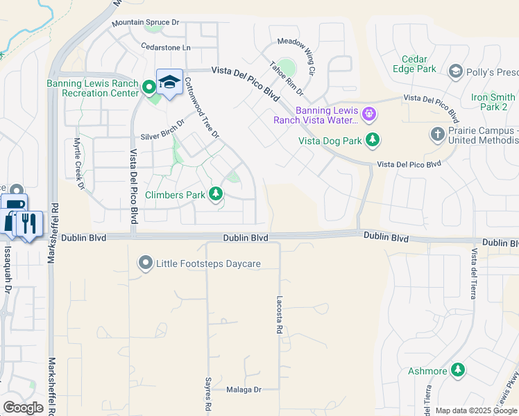 map of restaurants, bars, coffee shops, grocery stores, and more near 6577 Cottonwood Tree Drive in Colorado Springs