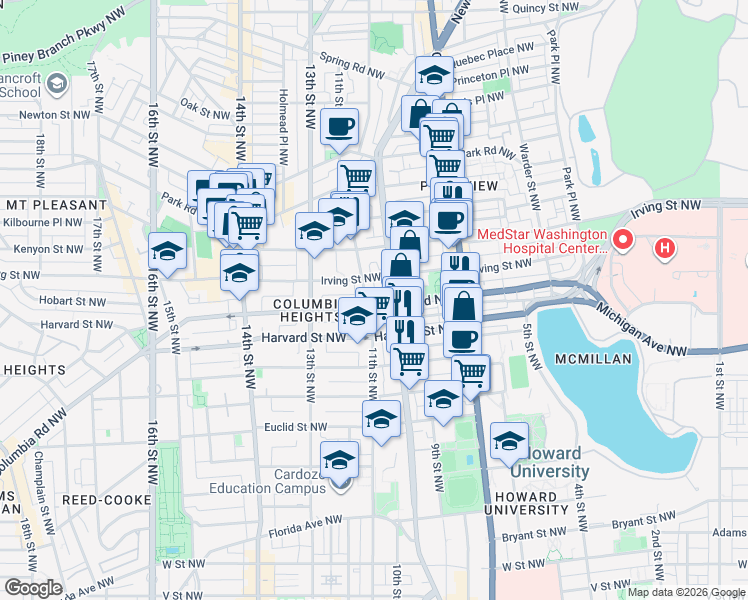 map of restaurants, bars, coffee shops, grocery stores, and more near 101 Independence Avenue Southeast in Washington