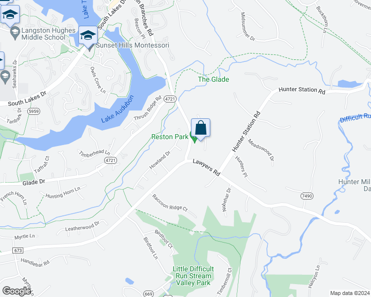 map of restaurants, bars, coffee shops, grocery stores, and more near 10915 Howland Drive in Reston
