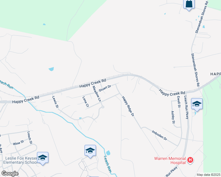 map of restaurants, bars, coffee shops, grocery stores, and more near 1067 Stuart Drive in Front Royal