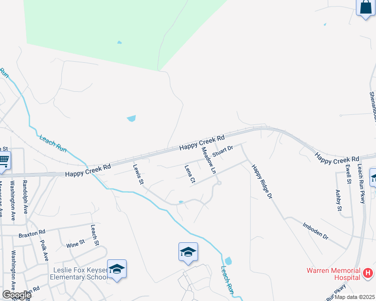 map of restaurants, bars, coffee shops, grocery stores, and more near 993 Happy Creek Road in Front Royal
