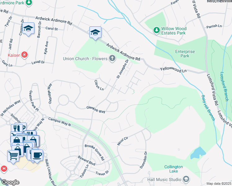map of restaurants, bars, coffee shops, grocery stores, and more near 2400 Lemontree Lane in Springdale