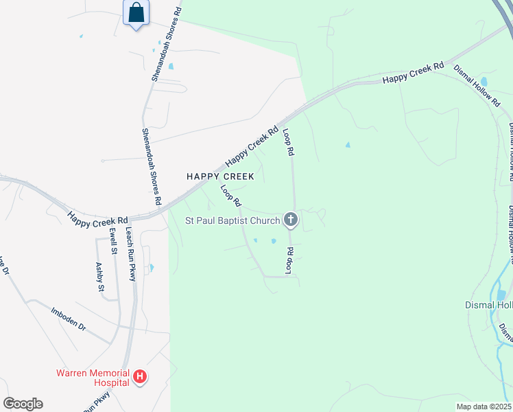 map of restaurants, bars, coffee shops, grocery stores, and more near 57 Little Loop Road in Front Royal